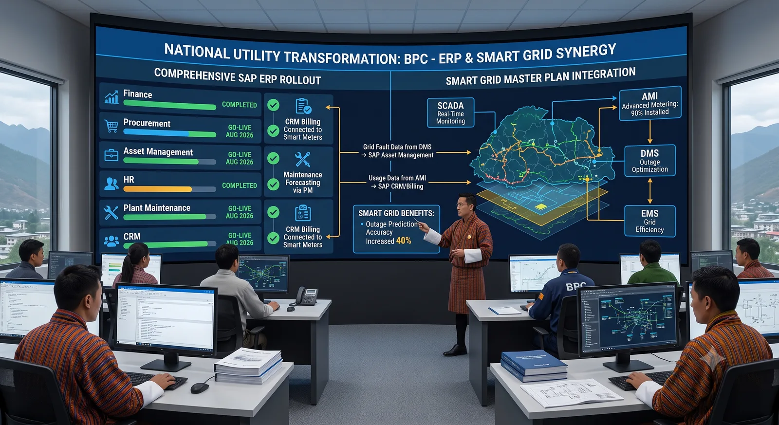 Full SAP ERP + smart-grid transformation for a national utility