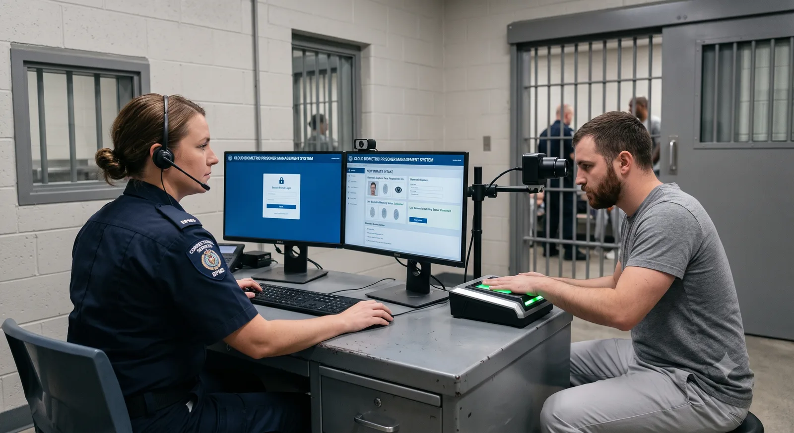 Cloud prison-management with biometric identification