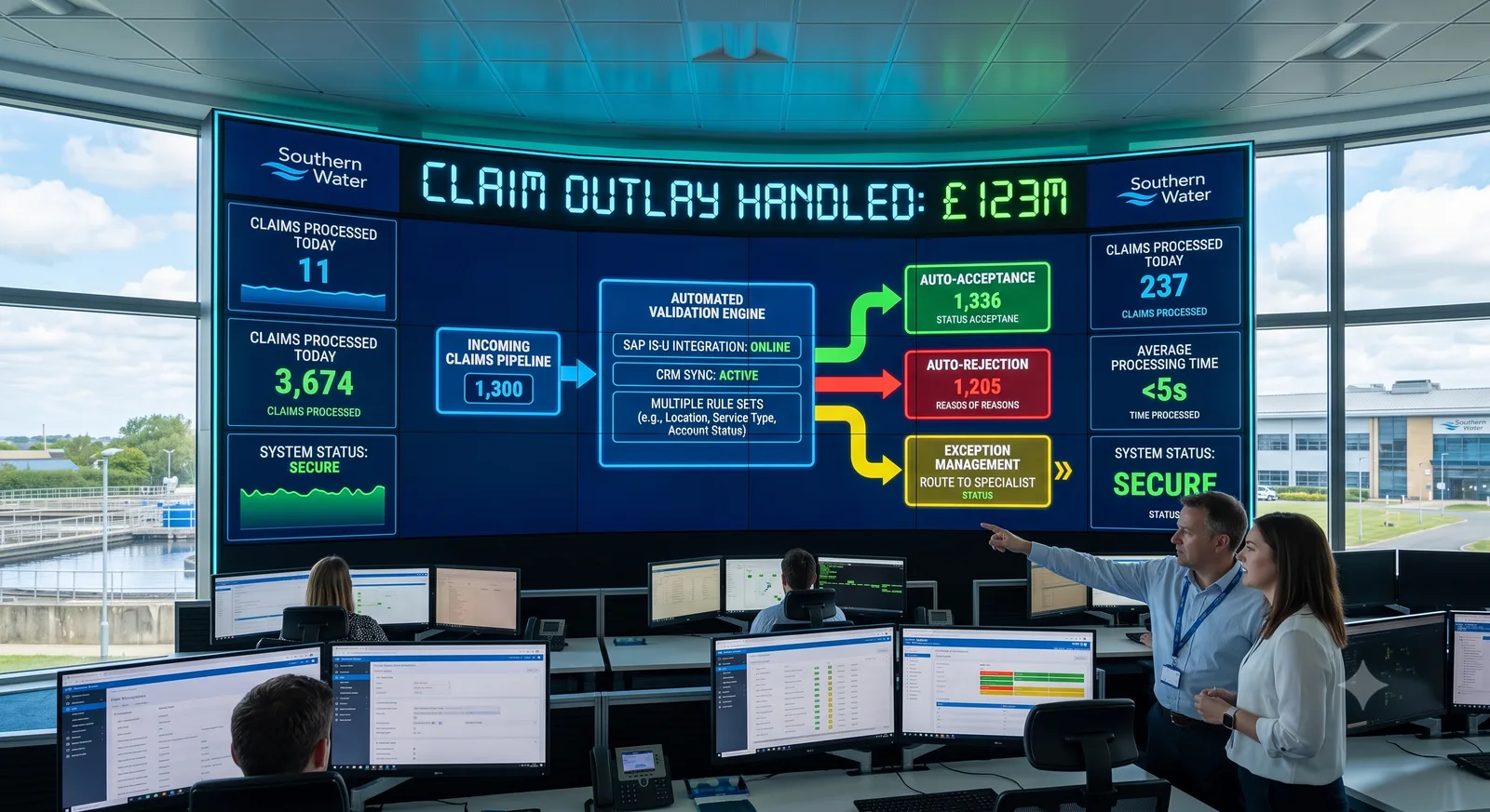 Automated claim acceptance + processing — £123M outlay handled